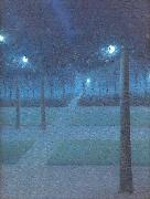 Nuncques, William Degouve de Nocturne in the Parc Royal, Brussels oil